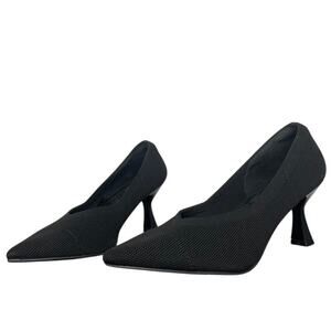 Vintage 90s Y2k Nicole Miller New York Black Knit Pointed Toe Heel Size 9